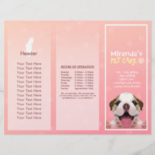 Pet Care Sitting Grooming Salon Tri-Fold Broschüre