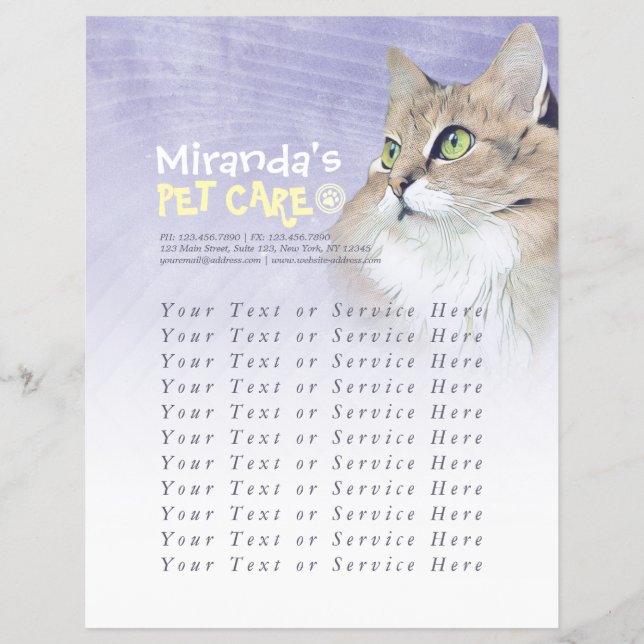 Pet Care Sitzen Baden Grooming Beauty Salon Katze Flyer (Vorne)