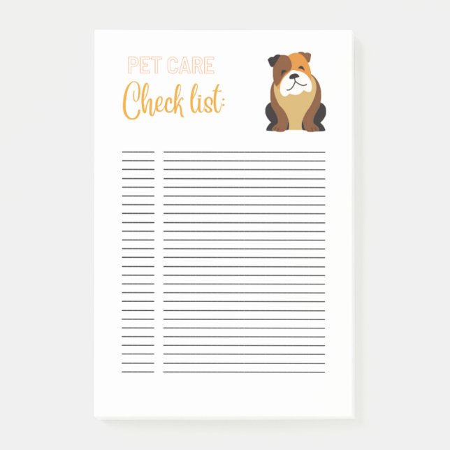PET CARE TO DO LIST POST-IT KLEBEZETTEL (Vorderseite)