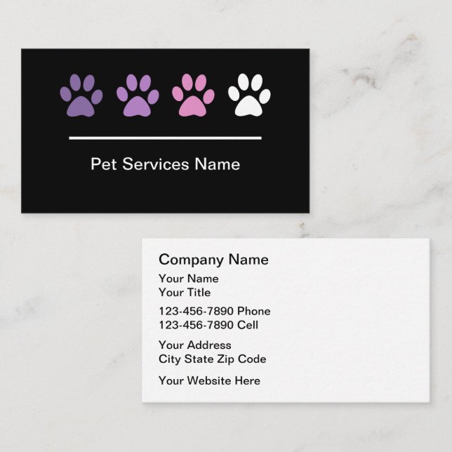 Pet Care trendy Business Cards Visitenkarte (Vorne/Hinten)