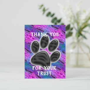 Pet Caregiver Stripe Dog Paw Kundenempfehlung Postkarte
