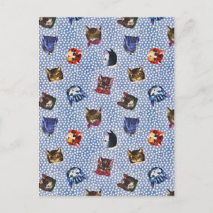Pet Cat Blue Polka Dots Kitten Wasserfarbe Feiertagspostkarte