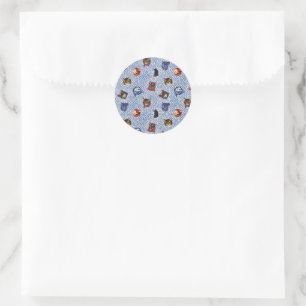 Pet Cat Blue Polka Dots Kitten Wasserfarbe Runder Aufkleber
