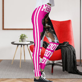 Pet Cat Mama Niedlich Hot Pink White Foto anpassen Leggings