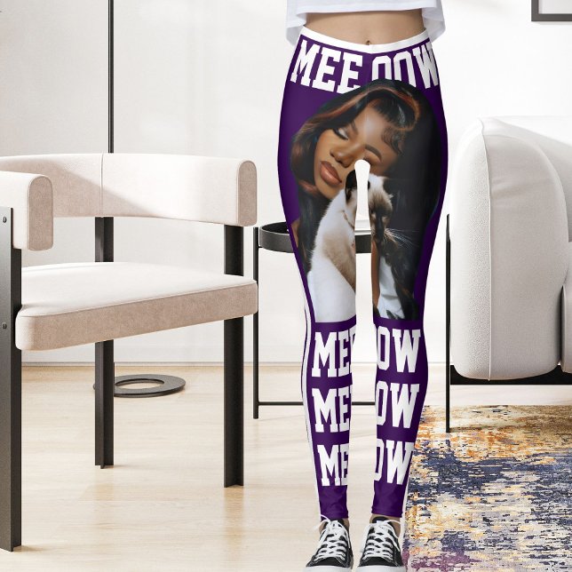 Pet Cat Mama Niedliches Lila Foto Leggings (Von Creator hochgeladen)