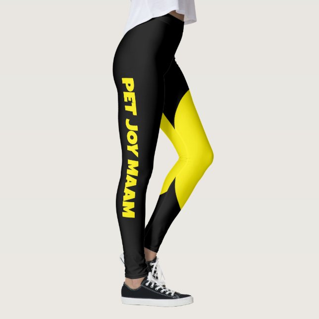 Pet Cat Mom Name Black Yellow Fun Customized Text Leggings (Rechts)