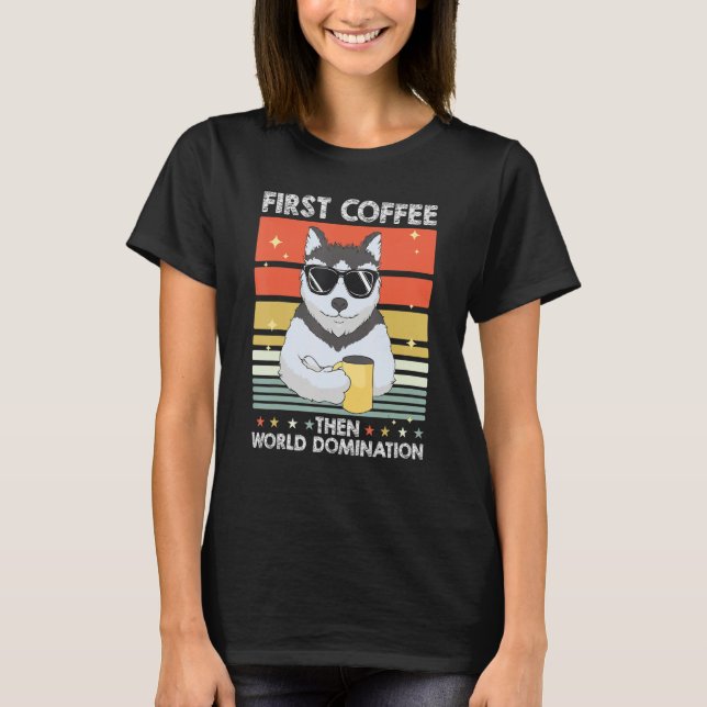 Pet Coffee   Dog Breed Siberian Husky T-Shirt (Vorderseite)