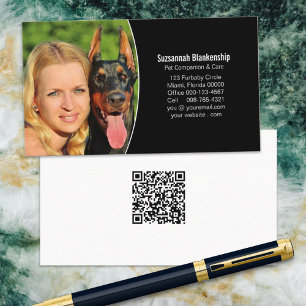 Pet Companion Schwarz-weißer QR-Code für benutzerd Visitenkarte