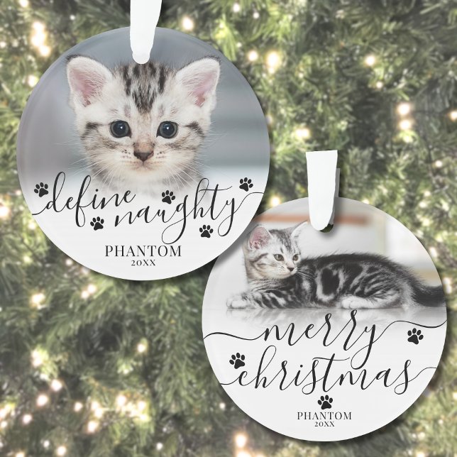 Pet Definieren Naughty Cat Foto Weihnachten Ornament (Pet Define Naughty Cat Photo Christmas Ornament)