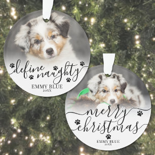 Pet Definieren Naughty Dog Foto Weihnachten Ornament