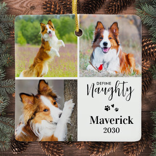 Pet Definition naughty Dog Foto Collage Weihnachte Keramikornament
