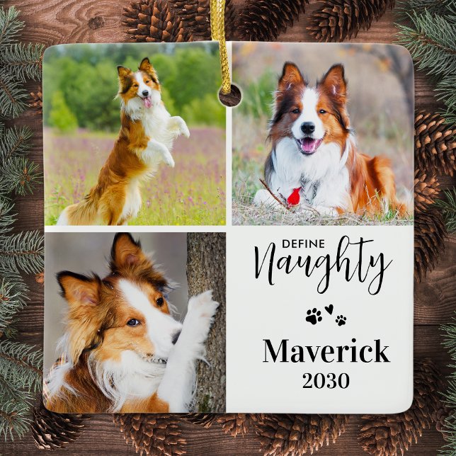 Pet Definition naughty Dog Foto Collage Weihnachte Keramikornament (Von Creator hochgeladen)
