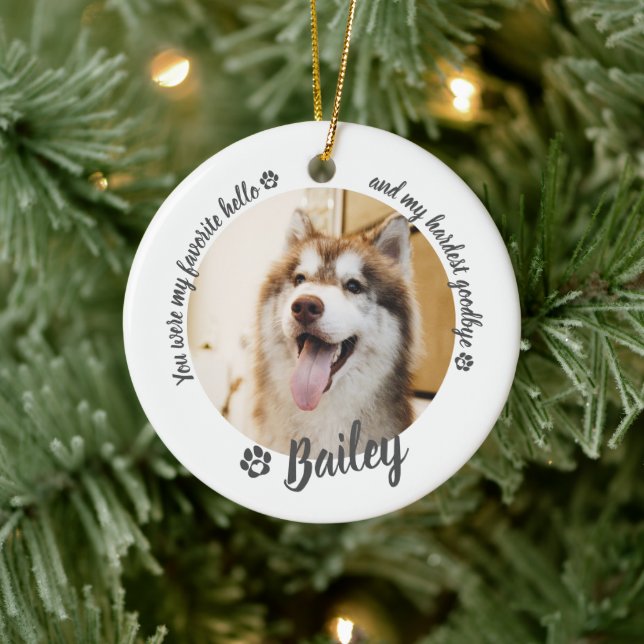 Pet Dog Cat Custom Photo Memorial Keepsake Keramik Ornament (Baum)