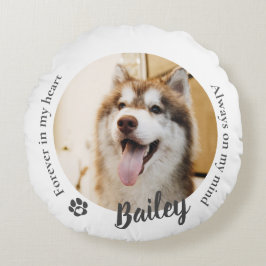 Pet Dog Cat Custom Photo Memorial Keepsake Rundes Kissen