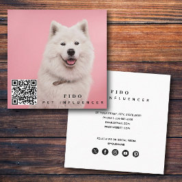 Pet Dog Influencer Foto QR Code Social Media Quadratische Visitenkarte