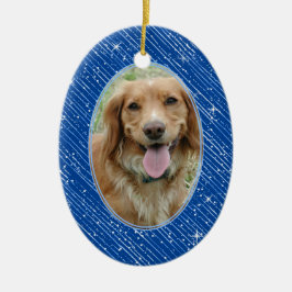 Pet Dog Memorial Blue Oval Foto Weihnachten Kerami Keramik Ornament