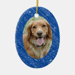 Pet Dog Memorial Blue Oval Foto Weihnachten Kerami Keramik Ornament