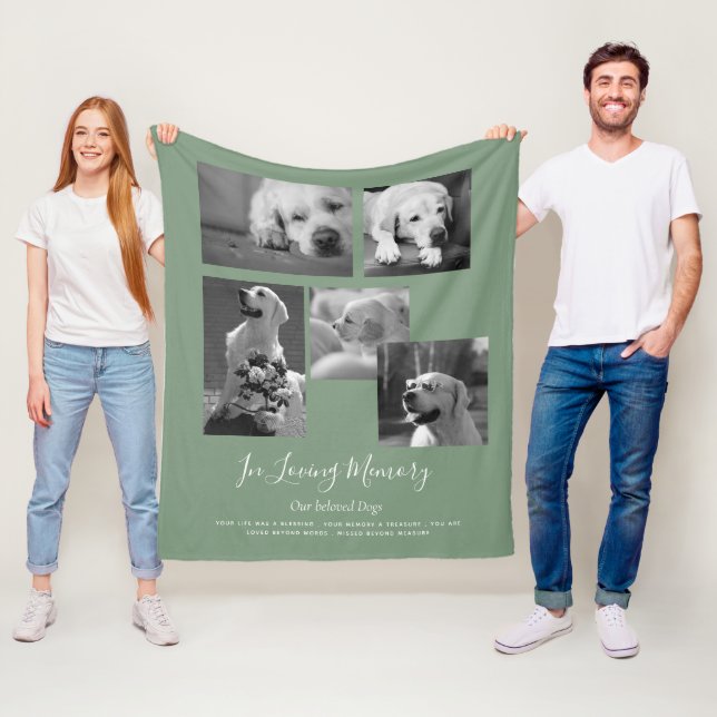 Pet Dog Memorial Keepake Foto Collage Geschenk Ged Fleecedecke (Beispiel)