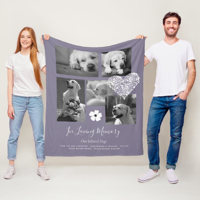 Pet Dog Memorial Keepake Foto Collage Geschenk Ged Fleecedecke (Beispiel)