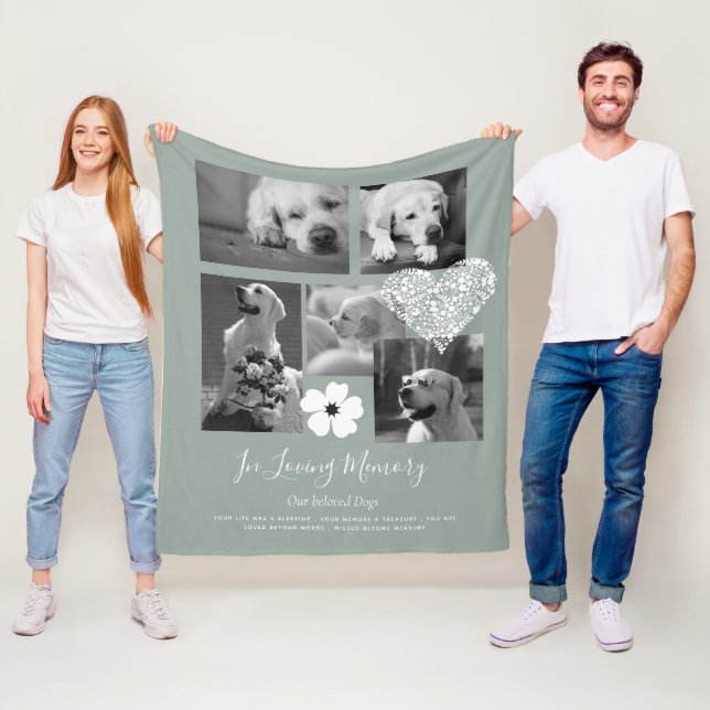 Pet Dog Memorial Keepake Foto Collage Geschenk Ged Fleecedecke (Beispiel)