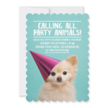 PET DOG'S PUPPY PARTY FOTO INVITE