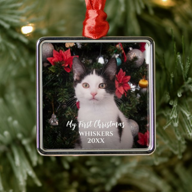 Pet First Christmas Modern Ornament Aus Metall (Baum)