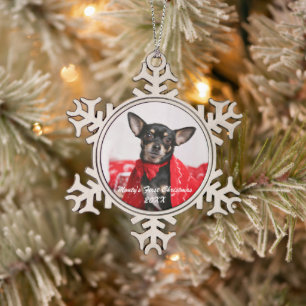 Pet First Christmas Schneeflocken Zinn-Ornament
