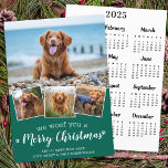 Pet Foto 2025 Kalender Woof Sie Frohe Weihnachten<br><div class="desc">Wir würden dir frohe Weihnachten wünschen! Versenden Sie niedliche und lustige Urlaubstage mit dieser niedlichen personalisierten Haustier Foto Urlaubskarte und 2025 Kalenderkarte. Frohe Weihnachtswünsche vom Hund mit niedlichen Pfotendrucken in einem lustigen, modernen Foto Collage Design. Fügen Sie dem Hund die Fotos oder Fotos Ihrer Familie hinzu und personalisieren Sie mit...</div>