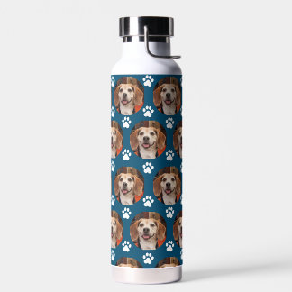 Pet Foto Aquamarin Cat Dog Paw Druckmuster Trinkflasche