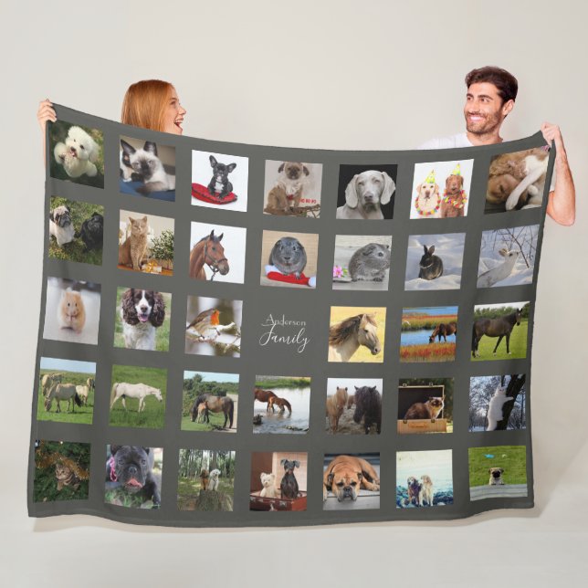 PET-Foto Collage Blanket - Keepake/Memorial Grau Fleecedecke (Beispiel)