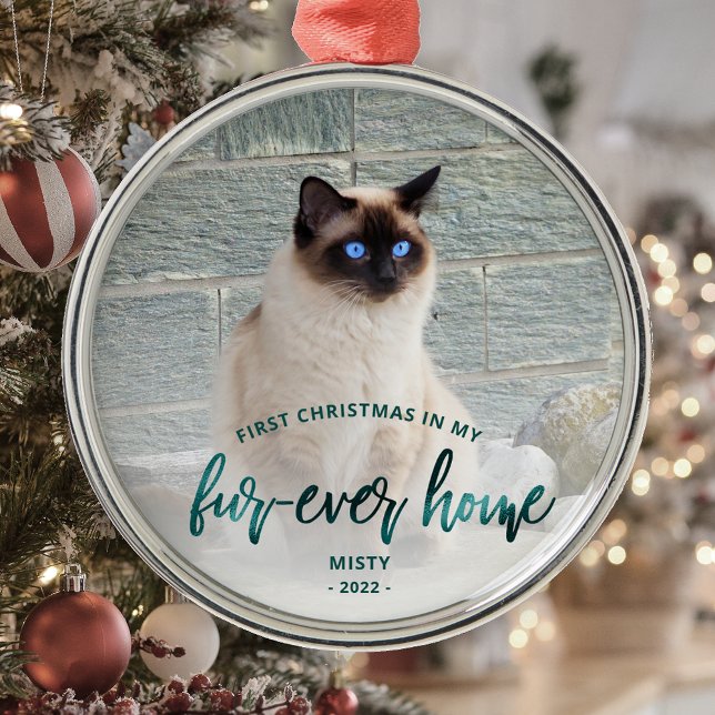 Pet Foto Erste Weihnachtsferien Forever Zuhause Aq Ornament Aus Metall (Von Creator hochgeladen)