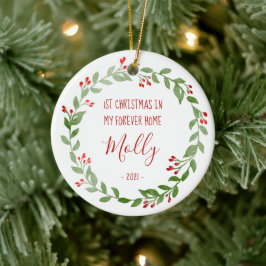 Pet Foto Erster Weihnachtsschrei Roter Text Keramik Ornament