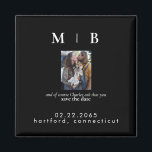 Pet Foto Monogram Black Save the Date Hochzeit Magnet<br><div class="desc">Einfach und leicht schwarz mit Schwarz Monogramm Save the Date. Hochzeit. Vor- und Nachnamen. Paar mit Foto für Haustiere. Haustiere im Einladung enthalten. Magnet.</div>