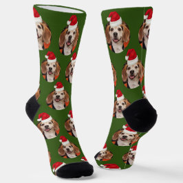 Pet Foto Pattern Forest Grün Weihnachten Socken