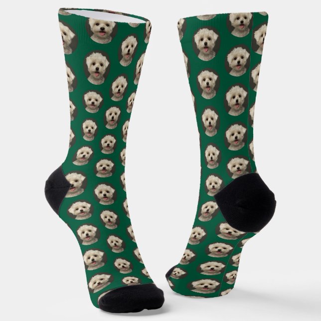 Pet Foto Pattern Kelly Green Niedlich Socken (Gewinkelt)