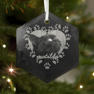 Pet Foto Paw Print Heart Katze Weihnachtsschmuck