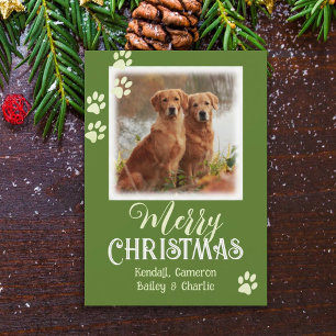 Pet Foto Paw Prints Frohe Weihnachtskarten Einladung