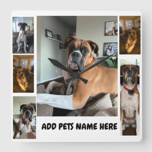 Pet-Foto personalisieren Quadratische Wanduhr