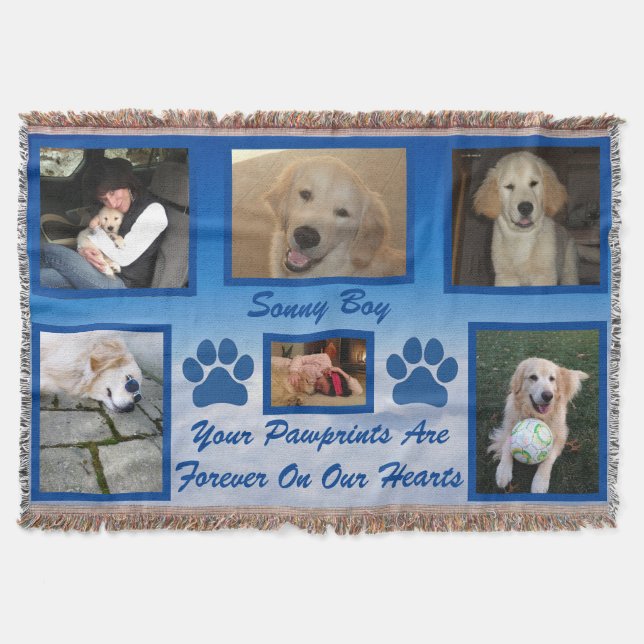 Pet Foto Rainbow Bridge "Your Pawprints" Decke (Vorderseite)