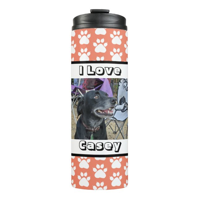 Pet-Foto und Paw-Druck Thermosbecher (Vorderseite)
