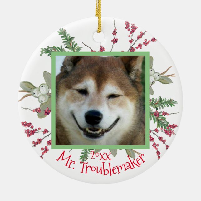 PET Foto von Christmas Custom Cute Santa Animals C Keramik Ornament (Hinten)