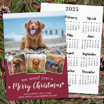 Pet Foto Woof You Frohe Weihnachten 2025 Kalender<br><div class="desc">Wir würden dir frohe Weihnachten wünschen! Versenden Sie niedliche und lustige Urlaubstage mit dieser niedlichen personalisierten Haustier Foto Urlaubskarte und 2025 Kalenderkarte. Frohe Weihnachtswünsche vom Hund mit niedlichen Pfotendrucken in einem lustigen, modernen Foto Collage Design. Fügen Sie dem Hund die Fotos oder Fotos Ihrer Familie hinzu und personalisieren Sie mit...</div>