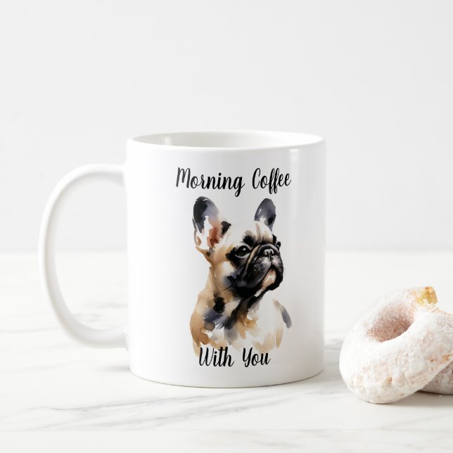 Pet French Bull Watercolor Persönliche Tasse (Mit Donut)