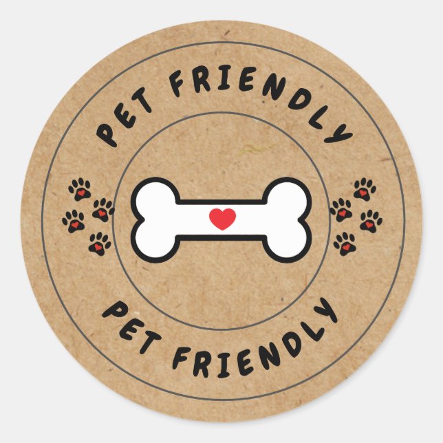 Pet Friendly Kraft Label mit Knochen Runder Aufkleber (Vorderseite)