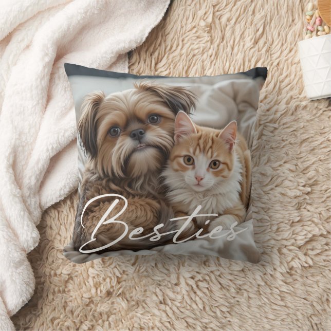 Pet Friends Dog Dad Cat Mom Gift BFF Besties Photo Kissen (Decke)