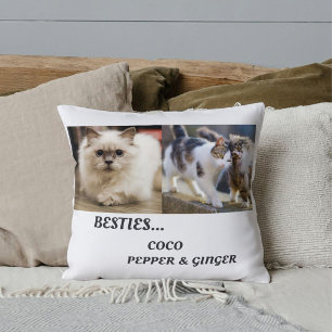 Pet Friends Foto Collage & Names Cat Mama Besties Kissen