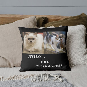 Pet Friends Foto Collage & Names Cat Mama Besties Kissen