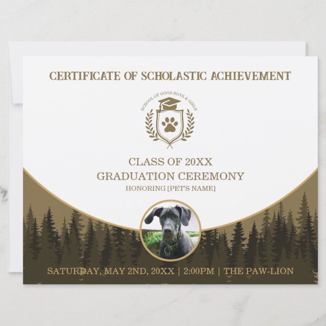 Pet Graduation Certificate Dog Training Diploma (Vorderseite)