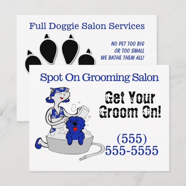 Pet Groomer macht in Blue Postcard Spaß Postkarte (Vorne/Hinten)