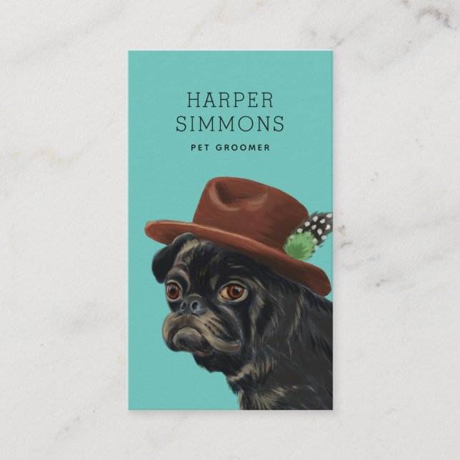 Pet Groomer Niedlich Dapper Hund Visitenkarte (Vorderseite)